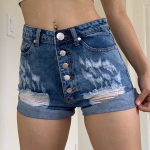HIGH WAIST DENIM SHORTS